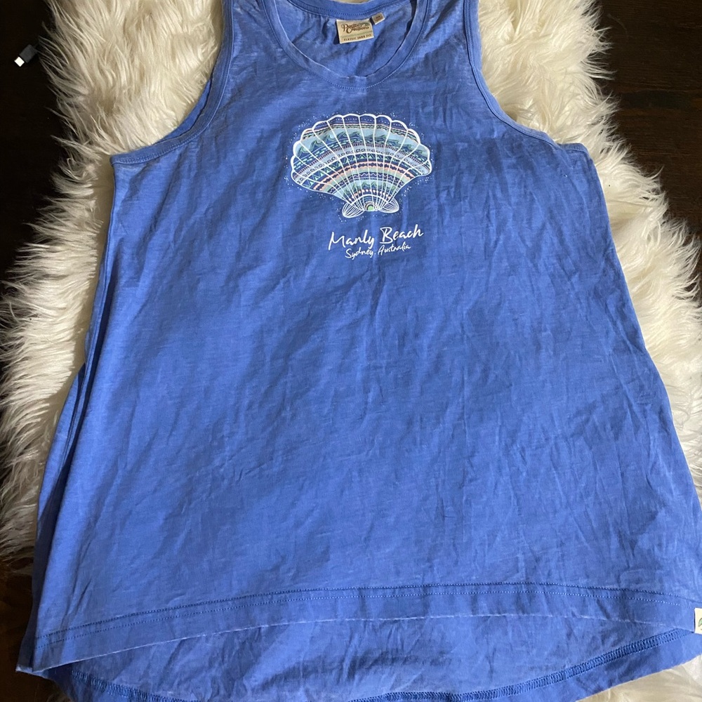 Blue Tank Top with Shell Design